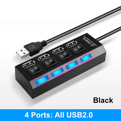 MZX 4 prievadų USB šakotuvas 2.0 3.0 koncentratorius kelių šakotuvų kelių skirstytuvų kelių plėtimosi adapteris 3 0 2 išplėtimo kompiuteris su jungiklio laidu