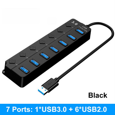 MZX 4 prievadų USB šakotuvas 2.0 3.0 koncentratorius kelių šakotuvų kelių skirstytuvų kelių plėtimosi adapteris 3 0 2 išplėtimo kompiuteris su jungiklio laidu