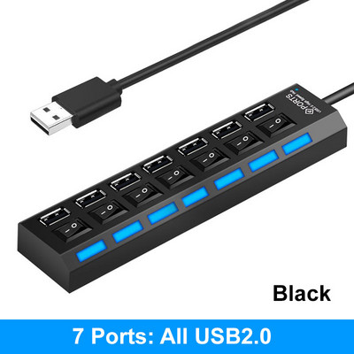 MZX 4 prievadų USB šakotuvas 2.0 3.0 koncentratorius kelių šakotuvų kelių skirstytuvų kelių plėtimosi adapteris 3 0 2 išplėtimo kompiuteris su jungiklio laidu