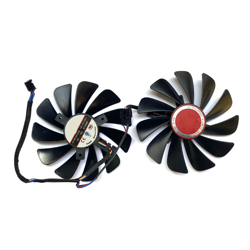 2 vnt Originalūs 95 mm 4 kontaktų FDC10U12S9-C CF1010U12S VENTILIATORIAI, skirti XFX RX580 GPU aušintuvo ventiliatoriui HIS RX 590 580 570 vaizdo plokštės aušinimui