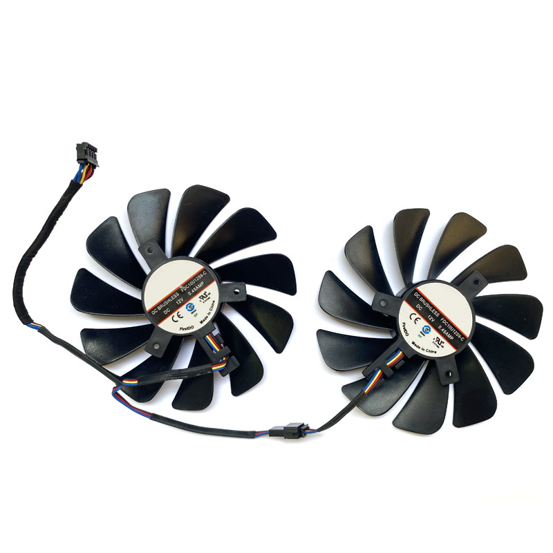 2 vnt Originalūs 95 mm 4 kontaktų FDC10U12S9-C CF1010U12S VENTILIATORIAI, skirti XFX RX580 GPU aušintuvo ventiliatoriui HIS RX 590 580 570 vaizdo plokštės aušinimui