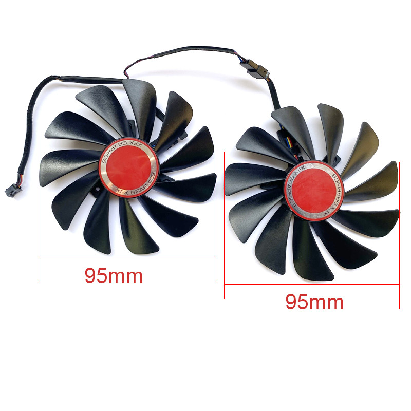 2 vnt Originalūs 95 mm 4 kontaktų FDC10U12S9-C CF1010U12S VENTILIATORIAI, skirti XFX RX580 GPU aušintuvo ventiliatoriui HIS RX 590 580 570 vaizdo plokštės aušinimui