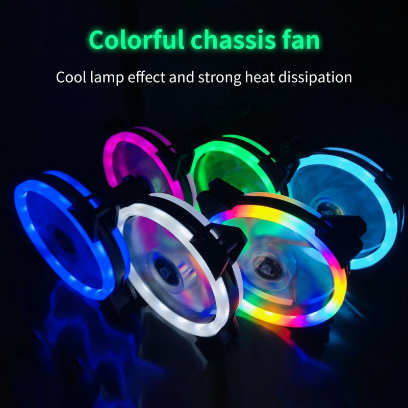 Praktický RGB chladič s fluidným ložiskom, štvorcový RGB chladiaci ventilátor, bezhlučný RGB chladič s gumovou podložkou