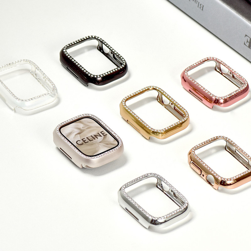Gyémánt tok Apple Watch 7 41mm 45mm 44mm 40mm Tartozékok Bling lökhárítóvédő burkolat iWatch Series 8 3 4 5 6 SE számára