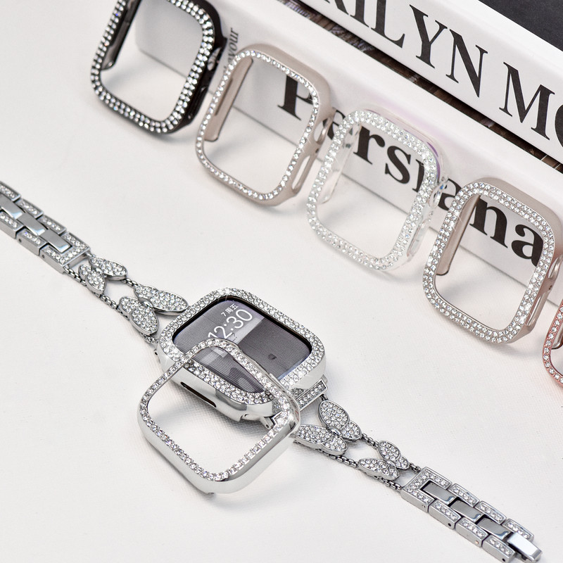 Gyémánt tok Apple Watch 7 41mm 45mm 44mm 40mm Tartozékok Bling lökhárítóvédő burkolat iWatch Series 8 3 4 5 6 SE számára