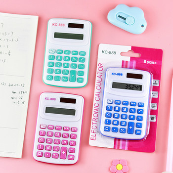 Мини калкулатор Детски преносим калкулатор Бонбонено оцветен дизайн Симпатичен 8-цифрен LED Calculatrice Студентски калкулатор