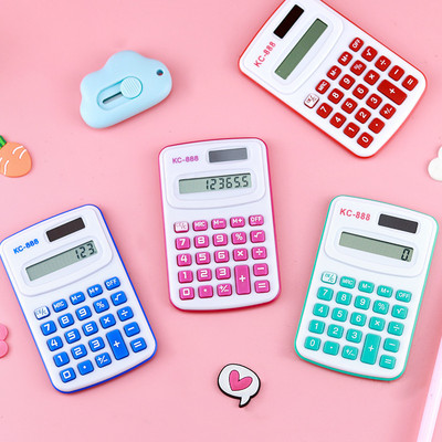 Мини калкулатор Детски преносим калкулатор Бонбонено оцветен дизайн Симпатичен 8-цифрен LED Calculatrice Студентски калкулатор