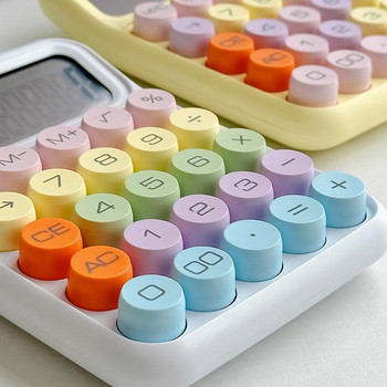 Калкулатор Kawaii Анимационен бонбонен цвят Безшумна механична клавиатура Настолен финансов и счетоводен калкулатор за обучение