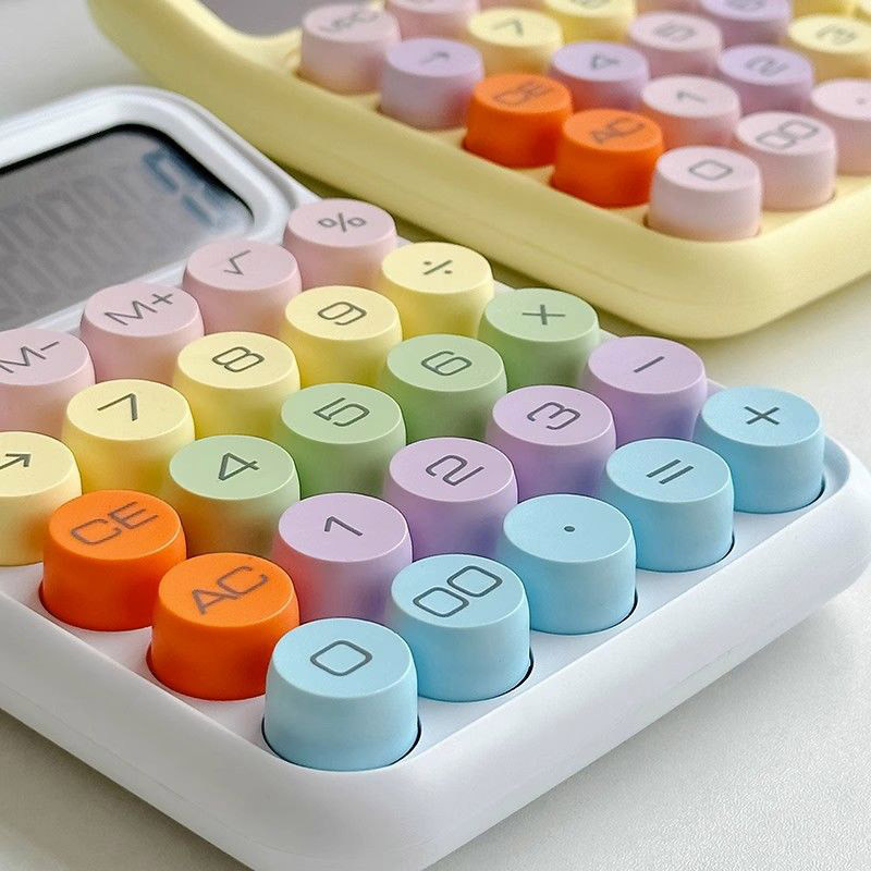Calculator Kawaii Cartoon Candy Color Silențios Tastatură mecanică Calculator de desktop pentru învățare financiară și contabilă