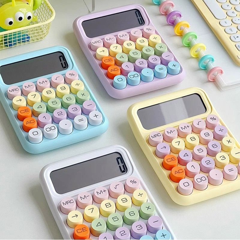 Calculator Kawaii Cartoon Candy Color Silențios Tastatură mecanică Calculator de desktop pentru învățare financiară și contabilă