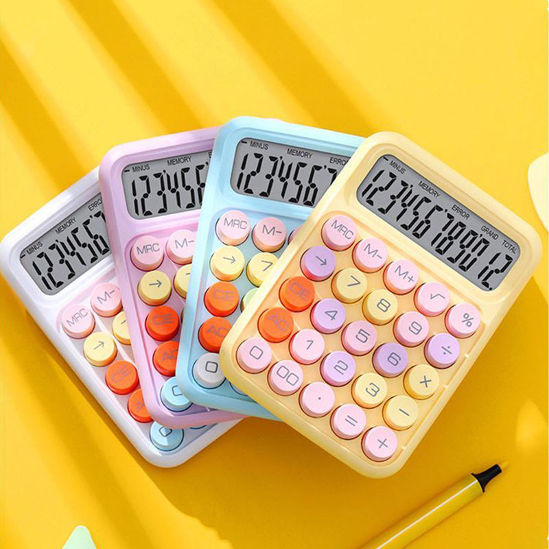 Calculator Kawaii Cartoon Candy Color Silențios Tastatură mecanică Calculator de desktop pentru învățare financiară și contabilă