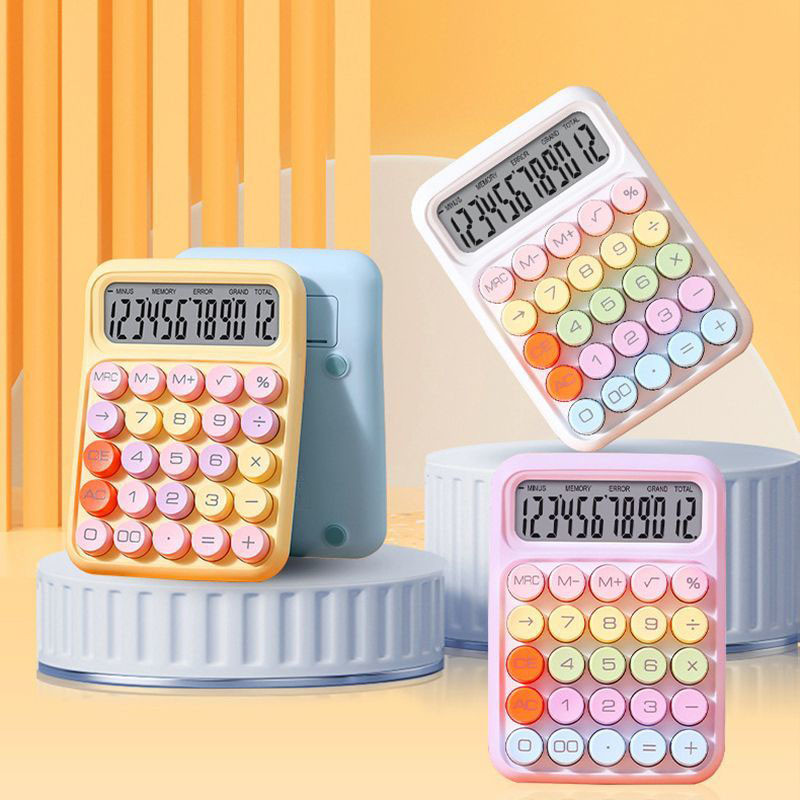 Calculator Kawaii Cartoon Candy Color Silențios Tastatură mecanică Calculator de desktop pentru învățare financiară și contabilă
