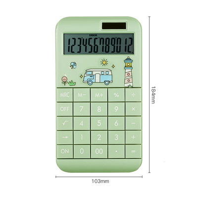 Cute Cartoon Calculator Fashion Student Portable Calculator Small Solar Financial Cashier Girl 12-bit Computer Dual Power System