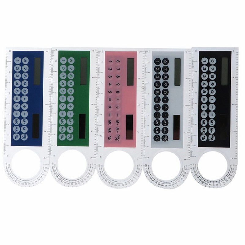 1 mini saulės skaičiuotuvas, daugiafunkcis didinamasis stiklas, 10 cm itin plonas liniuotės skaičiuotuvas, mokykliniai biuro reikmenys, 5 spalvos