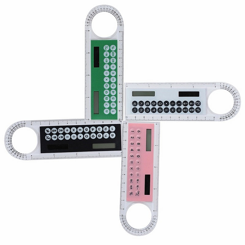 1 mini saulės skaičiuotuvas, daugiafunkcis didinamasis stiklas, 10 cm itin plonas liniuotės skaičiuotuvas, mokykliniai biuro reikmenys, 5 spalvos
