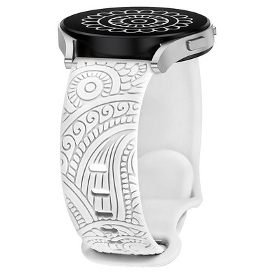 20 mm gėlėmis išgraviruota silikoninė apyrankė, skirta Samsung Galaxy Watch 4/5 juosta 40 mm 44 mm / laikrodis 3 41 mm / aktyvus 2 / laikrodis 4 klasikinis 42 mm 46 mm