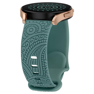 20 mm gėlėmis išgraviruota silikoninė apyrankė, skirta Samsung Galaxy Watch 4/5 juosta 40 mm 44 mm / laikrodis 3 41 mm / aktyvus 2 / laikrodis 4 klasikinis 42 mm 46 mm