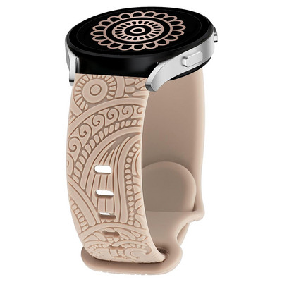 20 mm gėlėmis išgraviruota silikoninė apyrankė, skirta Samsung Galaxy Watch 4/5 juosta 40 mm 44 mm / laikrodis 3 41 mm / aktyvus 2 / laikrodis 4 klasikinis 42 mm 46 mm