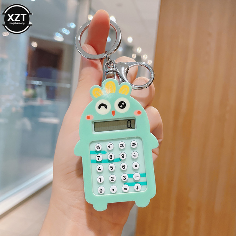 Kūrybinis morkų skaičiuotuvas su raktų pakabuku 8 skaitmenų ekranu Kawaii Cartoon Calculator Mini nešiojamasis skaičiuotuvas mokykliniai reikmenys