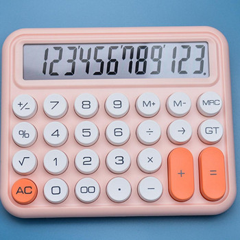 Ροζ Μηχανική Αριθμομηχανή Ακριβής Μηχανική Αριθμομηχανή με οθόνη LCD Με μεγάλο στρογγυλό πλήκτρο κουμπιού Ιδανικό για χρήση γραφείου