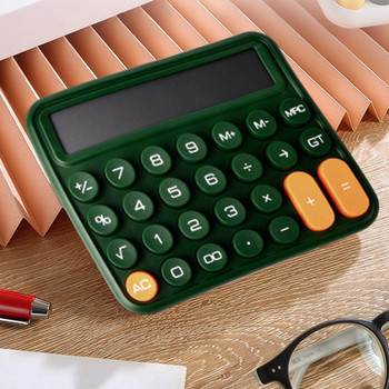 Розов механичен калкулатор Прецизен механичен калкулатор с LCD дисплей Ключ с голям кръгъл бутон, идеален за офис употреба