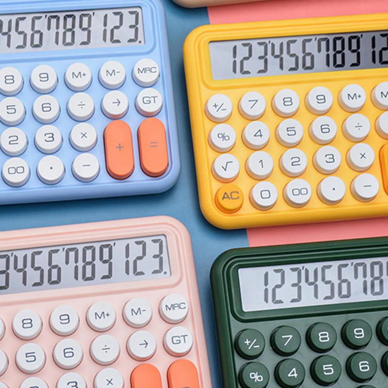Rožinis mechaninis skaičiuotuvas Tikslus mechaninis skaičiuotuvas su LCD ekranu dideliu apvaliu mygtuko klavišu, idealiai tinka biuro reikmėms
