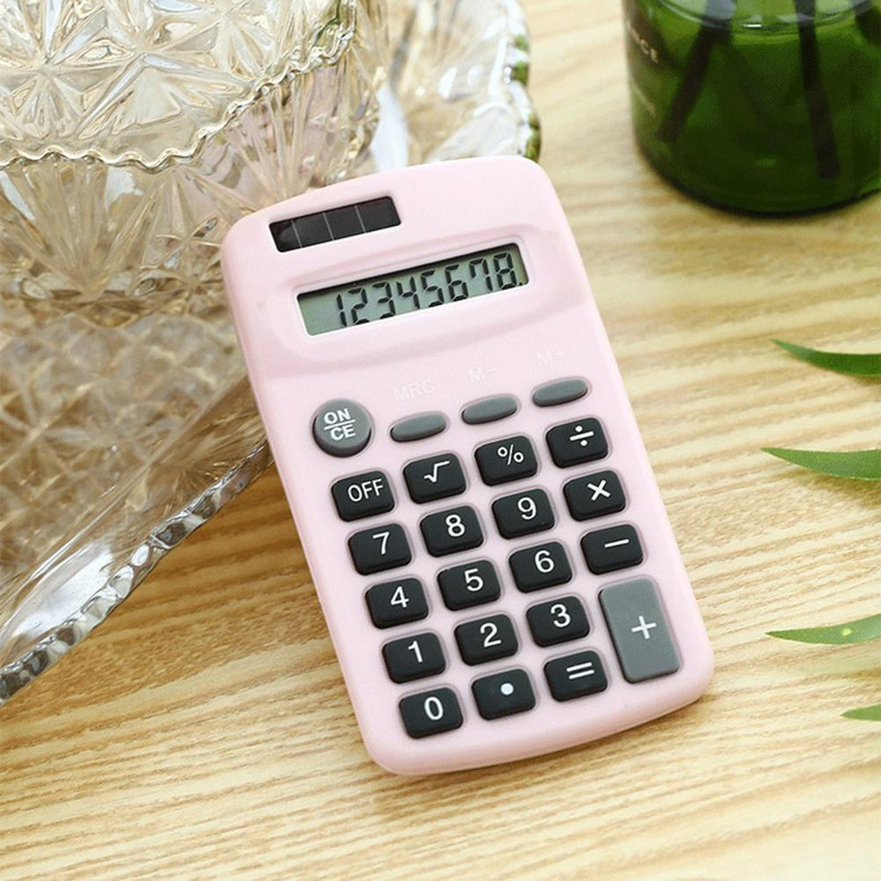 Számológép Gyors reagálású Ultravékony, nagy képernyős Mini 8 számjegyű napelemes, kettős teljesítményű számológép iskolába