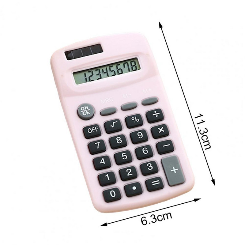 Számológép Gyors reagálású Ultravékony, nagy képernyős Mini 8 számjegyű napelemes, kettős teljesítményű számológép iskolába