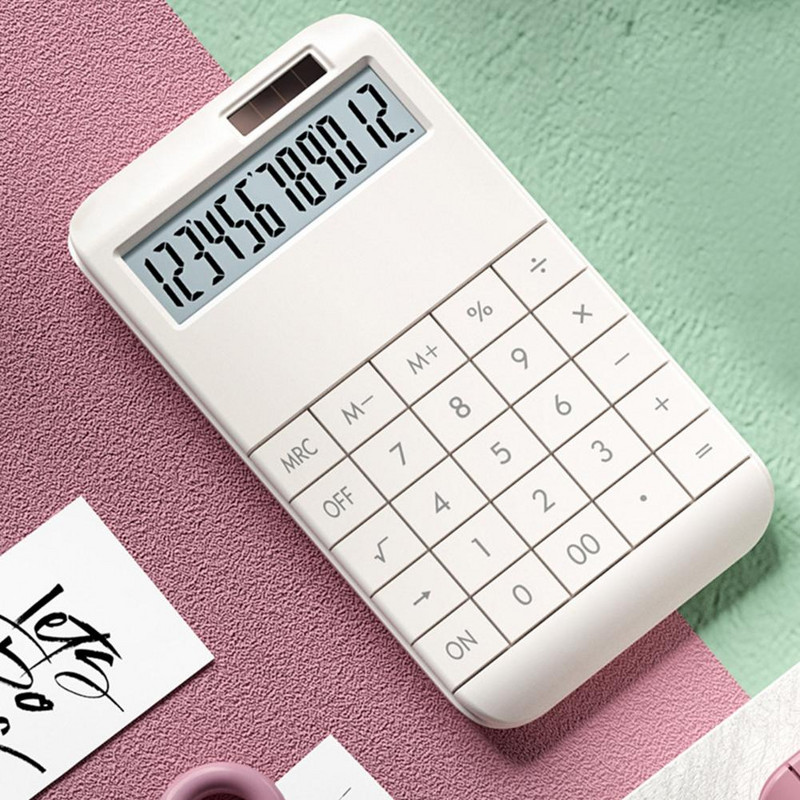 Ülisuure ekraaniga kalkulaator Tõhus kontoris vajalik päikeseenergial töötav lauaarvuti LCD-ekraaniga 12 õpilastele