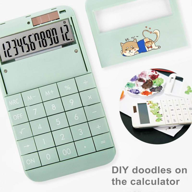 Ülisuure ekraaniga kalkulaator Tõhus kontoris vajalik päikeseenergial töötav lauaarvuti LCD-ekraaniga 12 õpilastele