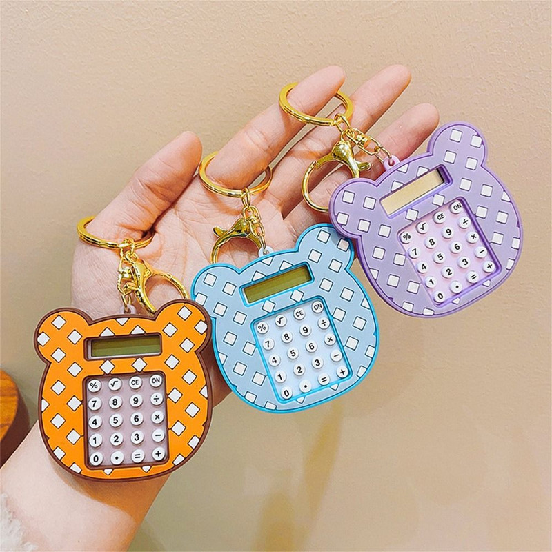 Žaislų krepšelis Kabykla Kabantys Priedai Skaičiuotuvas Raktų pakabukas Elektroninis skaičiuotuvas Skaitmenų skaičiuotuvas Meškos galvos skaičiuotuvas