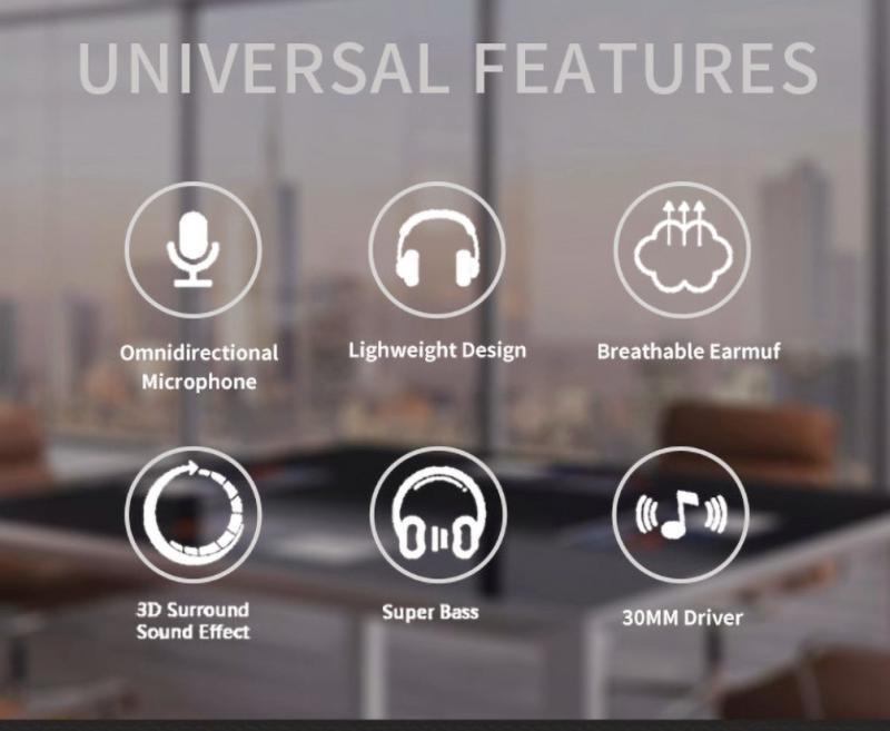 Laidinės stereo ausinės, skirtos Xiaomi, triukšmą slopinančios ausinės su reguliuojamu mikrofonu, skirtos Huawei, kompiuteriui / nešiojamam kompiuteriui / kompiuteriui