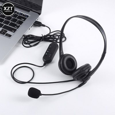 3,5 мм слушалки за лаптоп с шумопотискащ микрофон Чат Мрежа Преподаване Видеоконференции USB кабелни слушалки