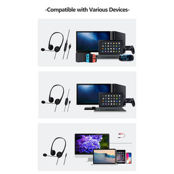 3,5 мм кабелни компютърни слушалки, универсални USB слушалки за лаптоп с шумопотискащ микрофон за чат, мрежово обучение, видеоконференция