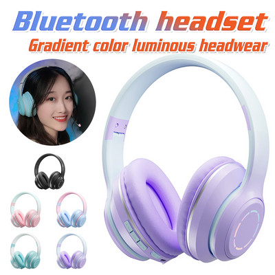 Kokkupandavad juhtmeta Bluetooth-kõrvaklapid mikrofoni LED-valgusega suured peakomplektid, mängukiiver, stereomuusika kõrvaklapid mobiiltelefoni sülearvuti jaoks