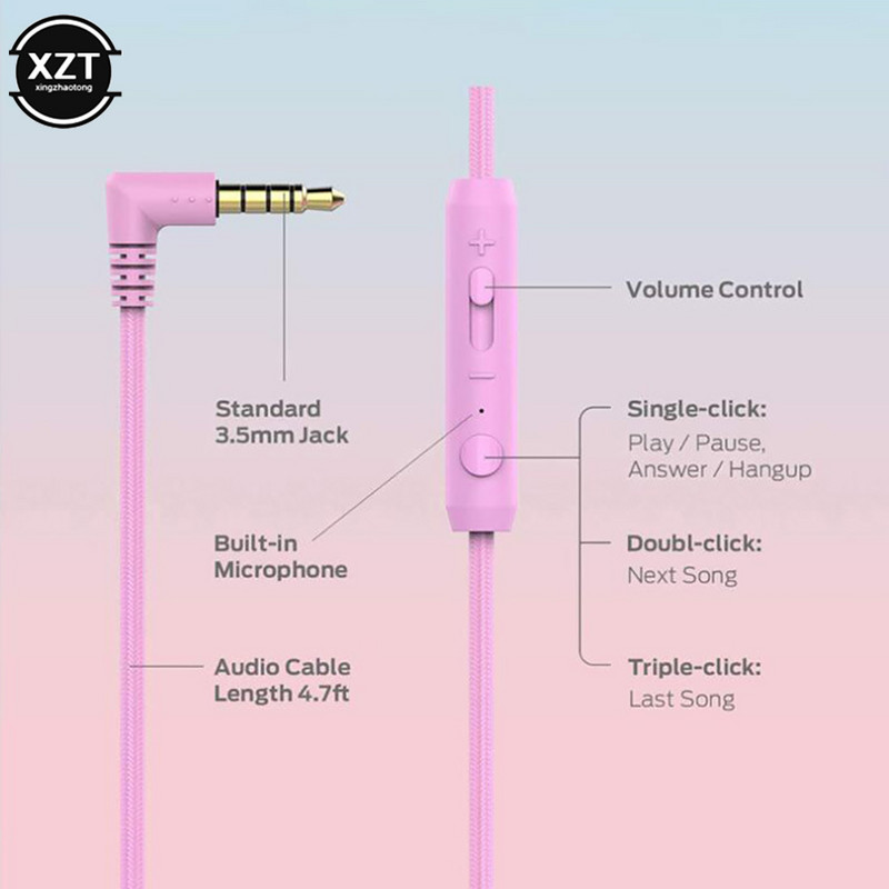 Laidinės ausinės su mikrofonu, 3D stereofoninis raištis, skirtas kompiuteriui, nešiojamam kompiuteriui, planšetiniam kompiuteriui, vaikiška muzikos ausinė
