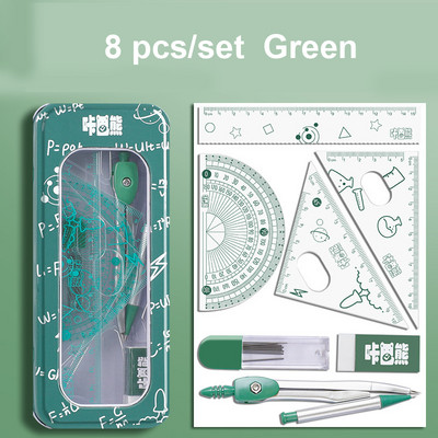 8 bucăți/set riglă busolă set creion geometrie raportor matematică student desen papetărie școală matematică pentru cadou băiat fată