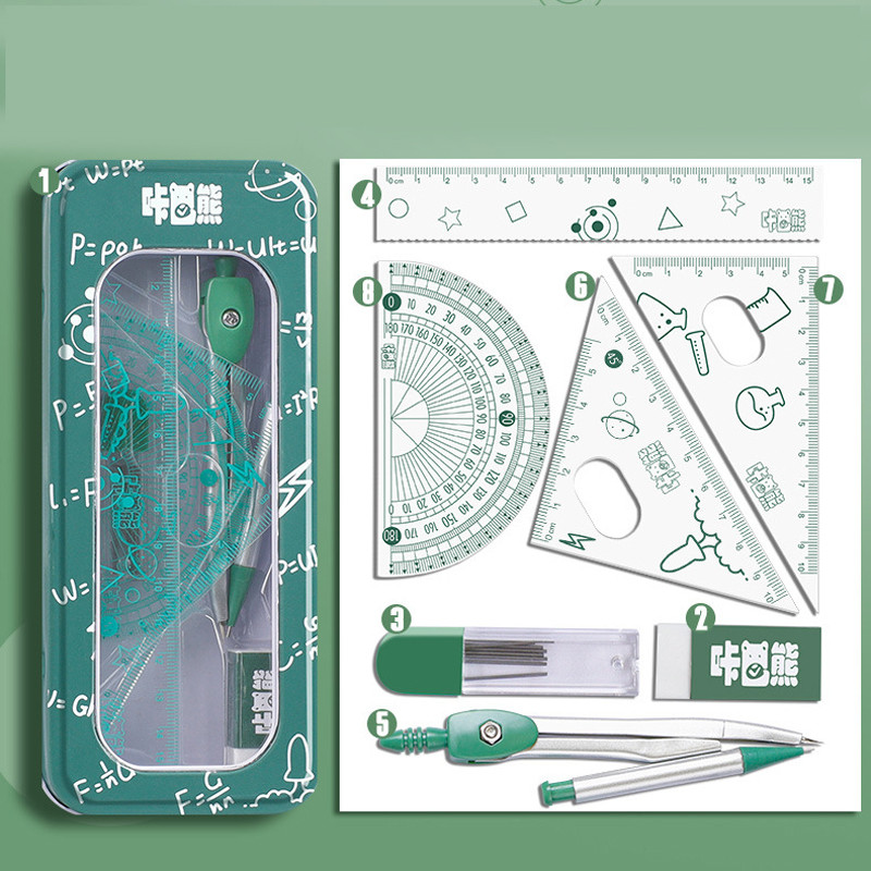 8 bucăți/set riglă busolă set creion geometrie raportor matematică student desen papetărie școală matematică pentru cadou băiat fată