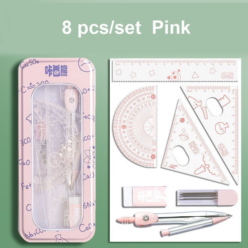 8 bucăți/set riglă busolă set creion geometrie raportor matematică student desen papetărie școală matematică pentru cadou băiat fată