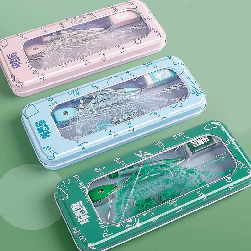 8 bucăți/set riglă busolă set creion geometrie raportor matematică student desen papetărie școală matematică pentru cadou băiat fată