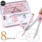 8 buc/set riglă busolă radieră triunghi raportor set geometrie papetărie matematică pentru băieți, fete, elevi, rechizite școlare