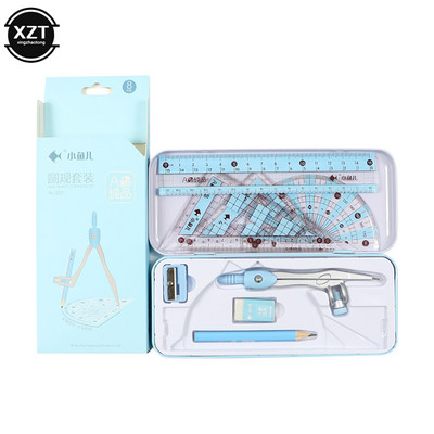 8 buc/set riglă busolă radieră triunghi raportor set geometrie papetărie matematică pentru băieți, fete, elevi, rechizite școlare