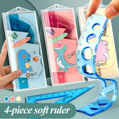 Alumīnija lineālu komplekts Metāla/plastmasas/mīkstie lineāli Matemātiskā ģeometrija Matemātika Zīmējums Kompass Rakstāmpiederumi Studentu skola 2023 Dāvana