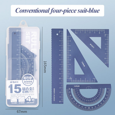 Alumīnija lineālu komplekts Metāla/plastmasas/mīkstie lineāli Matemātiskā ģeometrija Matemātika Zīmējums Kompass Rakstāmpiederumi Studentu skola 2023 Dāvana