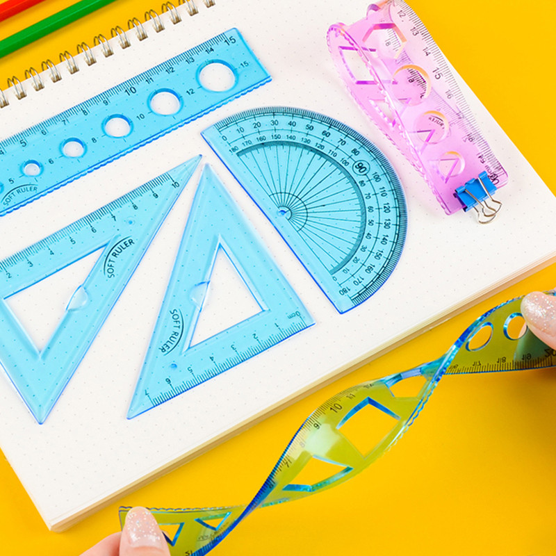 Alumīnija lineālu komplekts Metāla/plastmasas/mīkstie lineāli Matemātiskā ģeometrija Matemātika Zīmējums Kompass Rakstāmpiederumi Studentu skola 2023 Dāvana