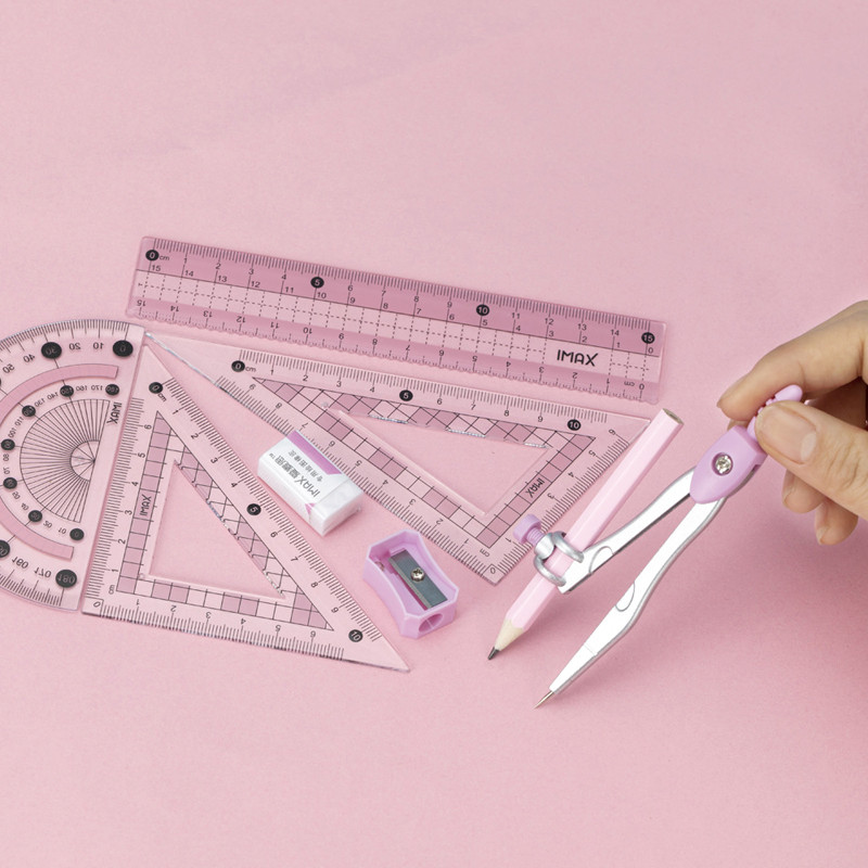 8 vnt./rinkinys Aukštos kokybės matematikos piešimo rinkinys su geležine dėže mokyklos mokinio kompaso liniuote pieštukų drožtukas trintukas egzamino įrankio raštinės reikmenys