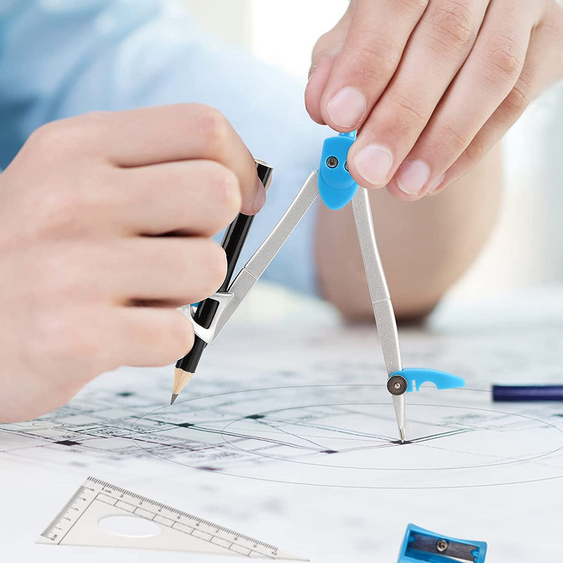 EZONE 10PCS matemātikas rīku komplekts studentu kancelejas piederumu ģeometrijas zīmēšanas eksāmens mērīšanas rīks lineāls kompass dzēšgumija atpakaļ uz skolu krātuve