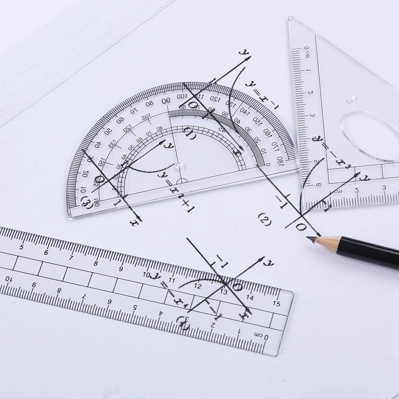 EZONE 10PCS matemātikas rīku komplekts studentu kancelejas piederumu ģeometrijas zīmēšanas eksāmens mērīšanas rīks lineāls kompass dzēšgumija atpakaļ uz skolu krātuve