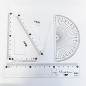 4 vnt / rinkinys AIHAO LB00498 liniuotės rinkinys 15cm plastikinė geometrija matematikos kvadrato braižymas kompasas raštinės reikmenų kampinės liniuotės mokyklinėms reikmenims