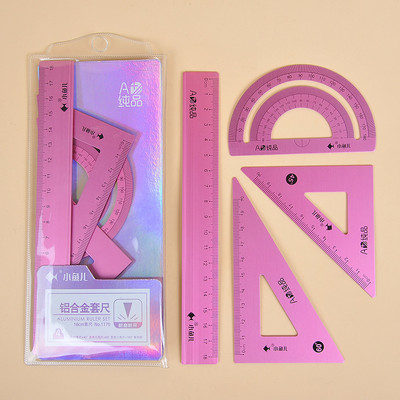 4 vienā matemātiskās ģeometrijas zīmēšanas komplekts ar 15/18 cm lineāliem transportieri, alumīnija sakausējuma studentu kancelejas piederumi, zīmēšanas rīks 1169